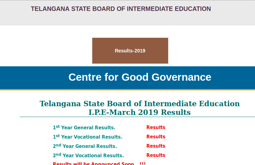 TSBIE Intermediate 1st and 2nd Year Result 2019