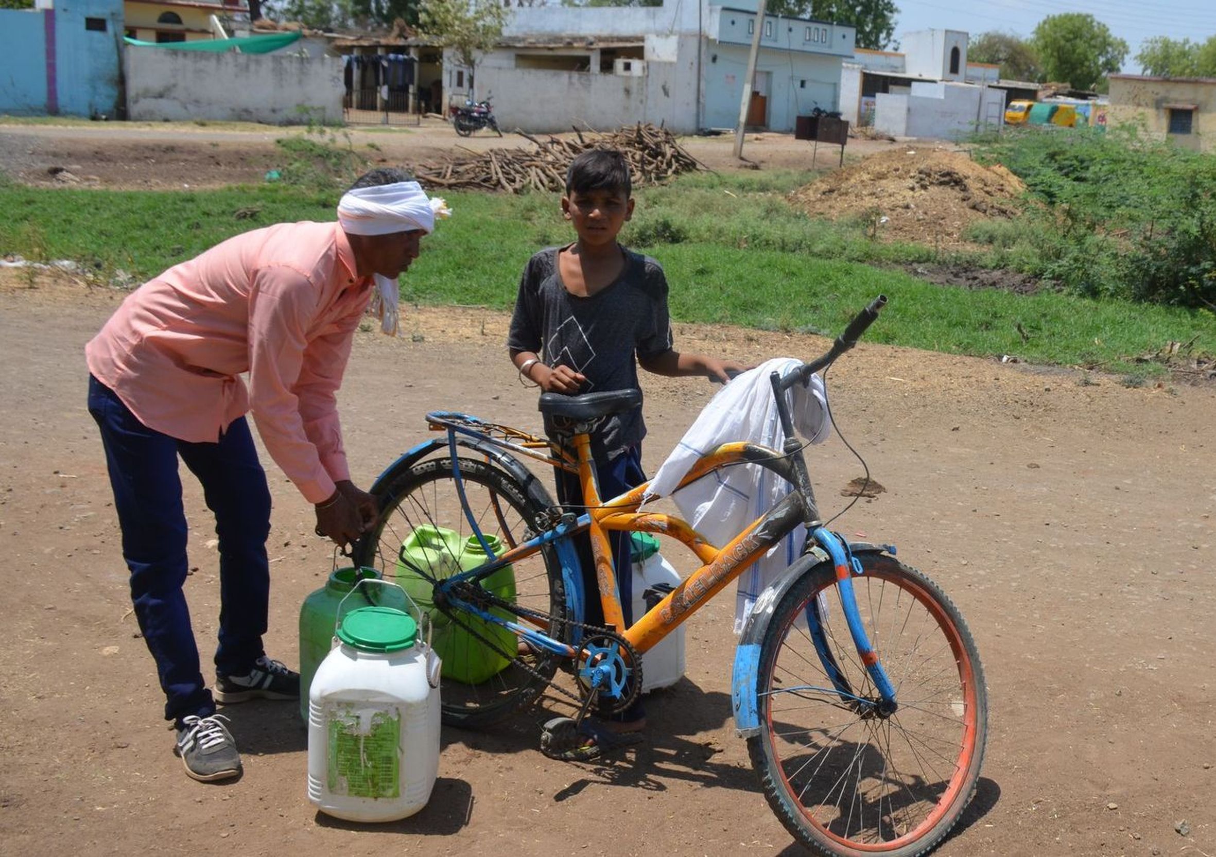People craving water on Narmada shore