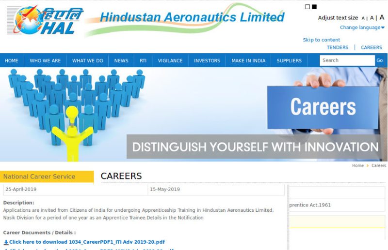 HAL Apprentice Recruitment 2019