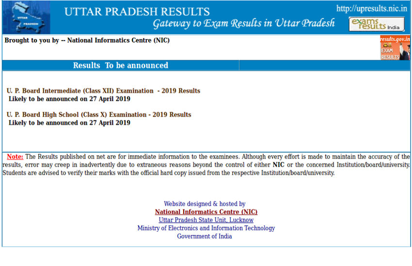 UPMSP Class 10th and 12th Result 2019