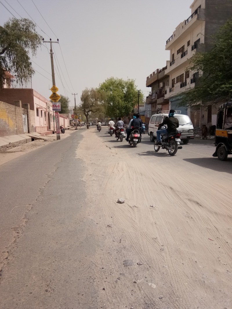 Broken road in bikaner sub city gangashahar