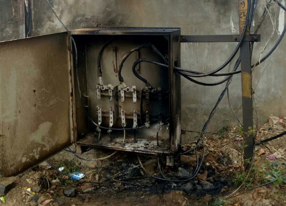 Flooding fire in the electric transformer