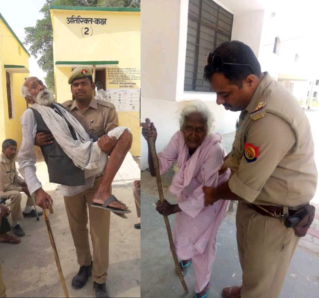 Ayodhya police helped handicapped voters In loksabha Election 2019