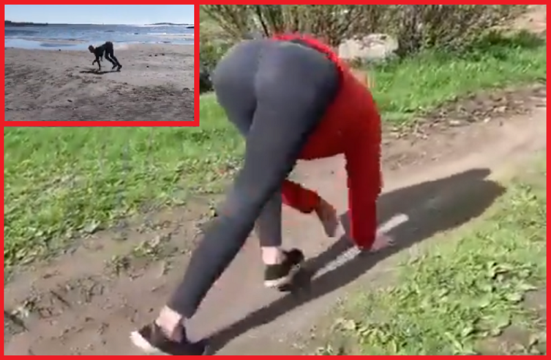 Woman runs and jumps like a horse bizarre video went viral