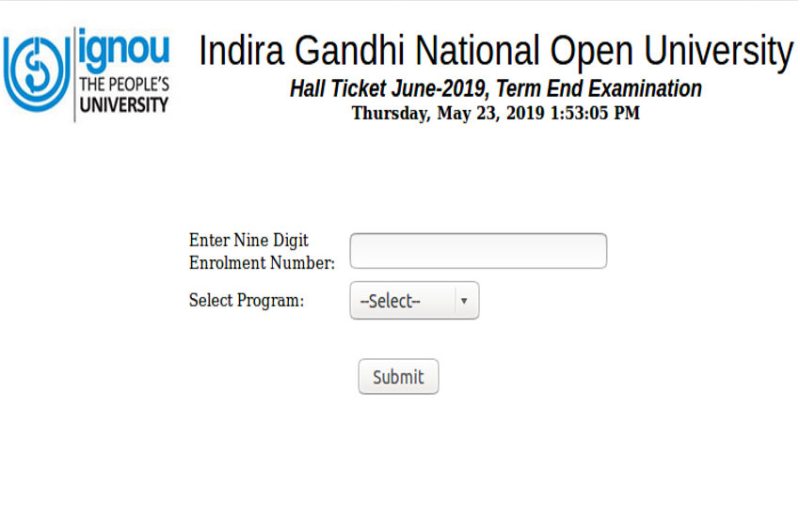 IGNOU Hall Ticket June-2019