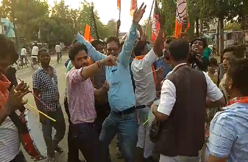 BJP workers celebrate the victory of BJP