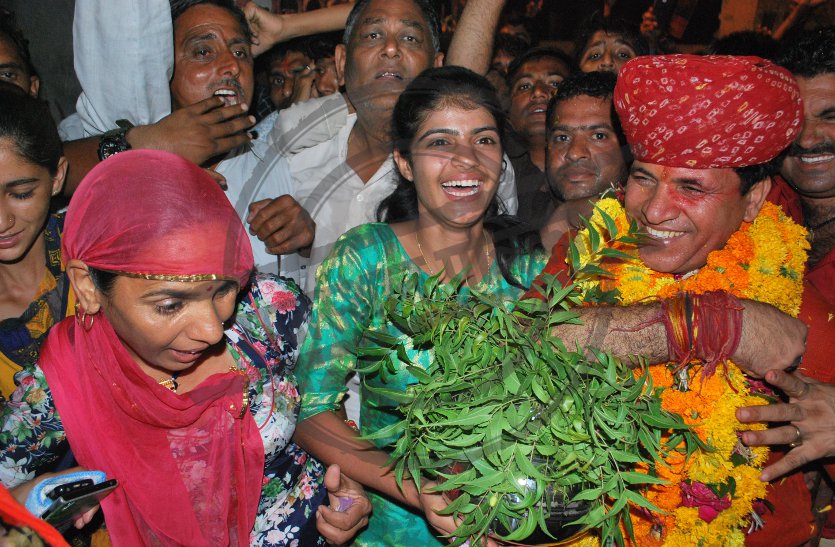newly elected MP from Balotra, late night after victory