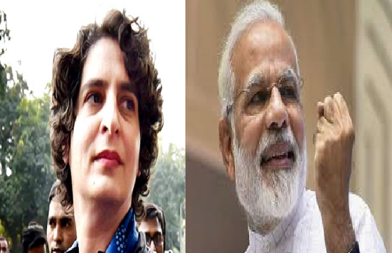PM Narendra Modi and Priyanka Gandhi