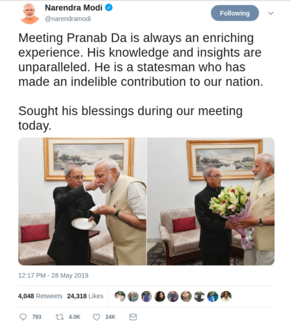 PM Modi meets Pranab Mukherjee