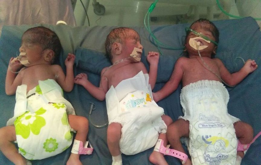 Miracle, three girls, newborn, SNCU, childbirth, pregnant, woman