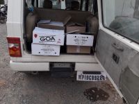 A jeep filled with the help of villagers