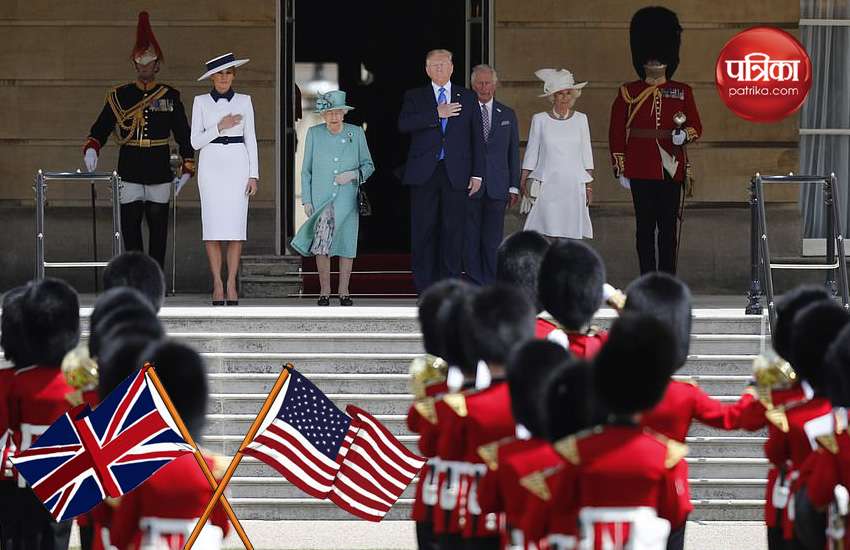 बकिंघम पैलेस में अमरीकी राष्ट्रपति का शानदार स्वागत! शाही परिवार के साथ इस अंदाज
में नजर आए ट्रंप