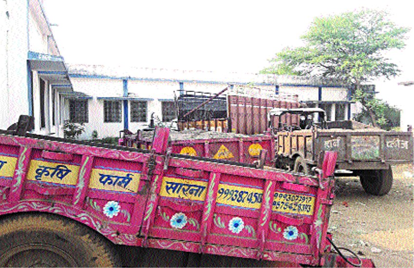 Seized tractor carrying illegal transport of sand