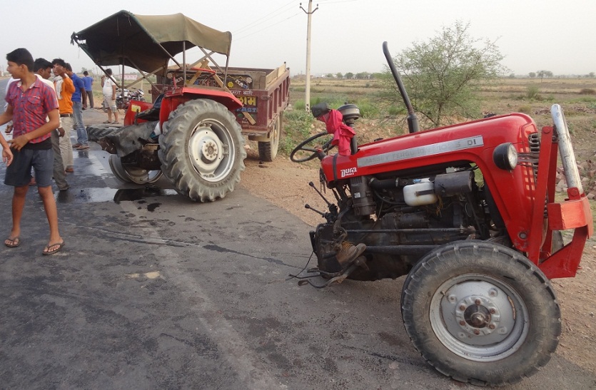 Car was hit so hard that the tractor divided in two pieces