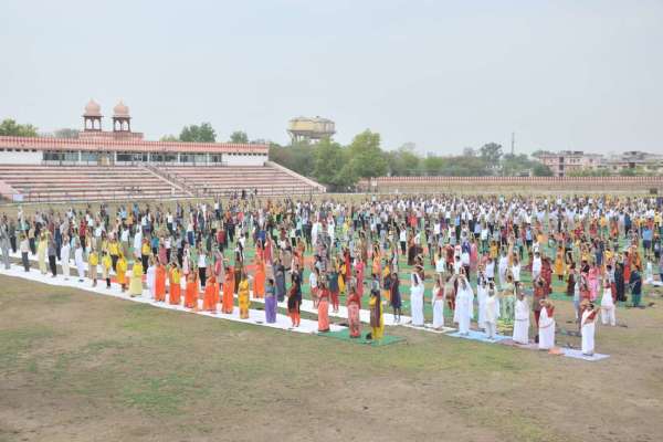 The graphical tableau of the Yoga Day celebrations