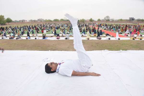 The graphical tableau of the Yoga Day celebrations