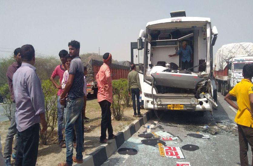Bus cabin damaged in accident