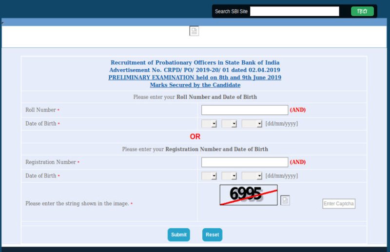 SBI PO Pre Result 2019 :