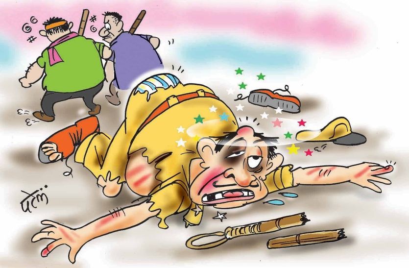 Villagers attempt to drive tractors, attacked police team