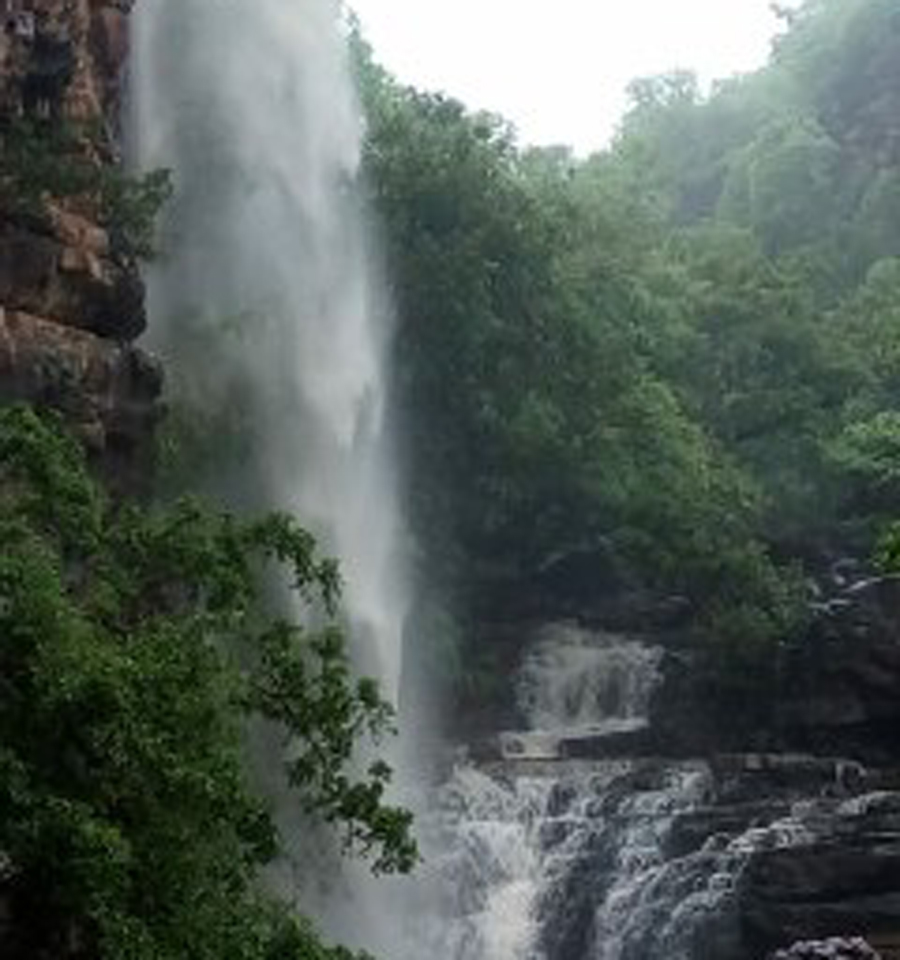 Here is the meditation of Lord Shiva and bath in the waterfall