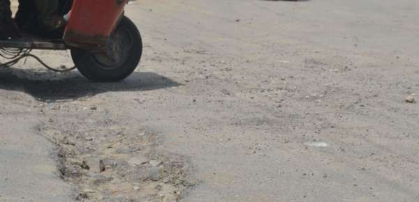 Potholes on the roads after rainy season