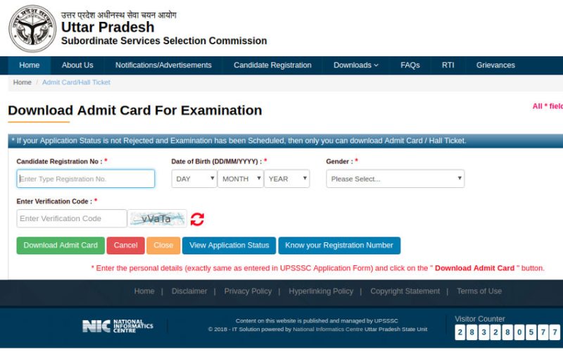UPSSSC Assembly/Forest Guard PET Admit Card 2019