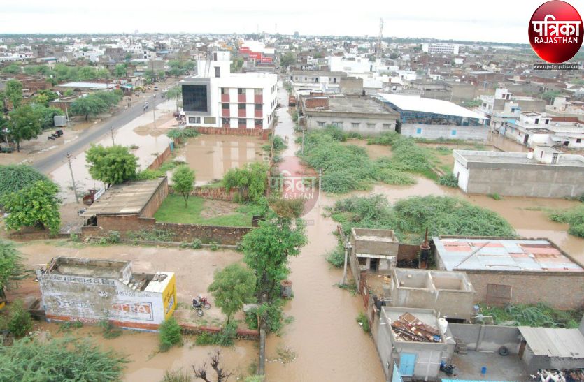 Rain water fills in colonies of pali city rajasthan