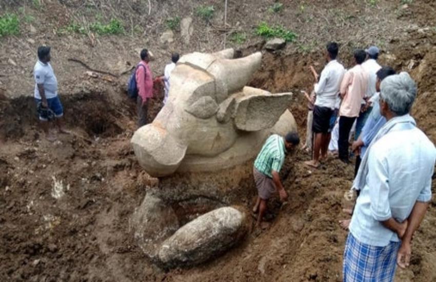 Nandi Statues Found in Lake