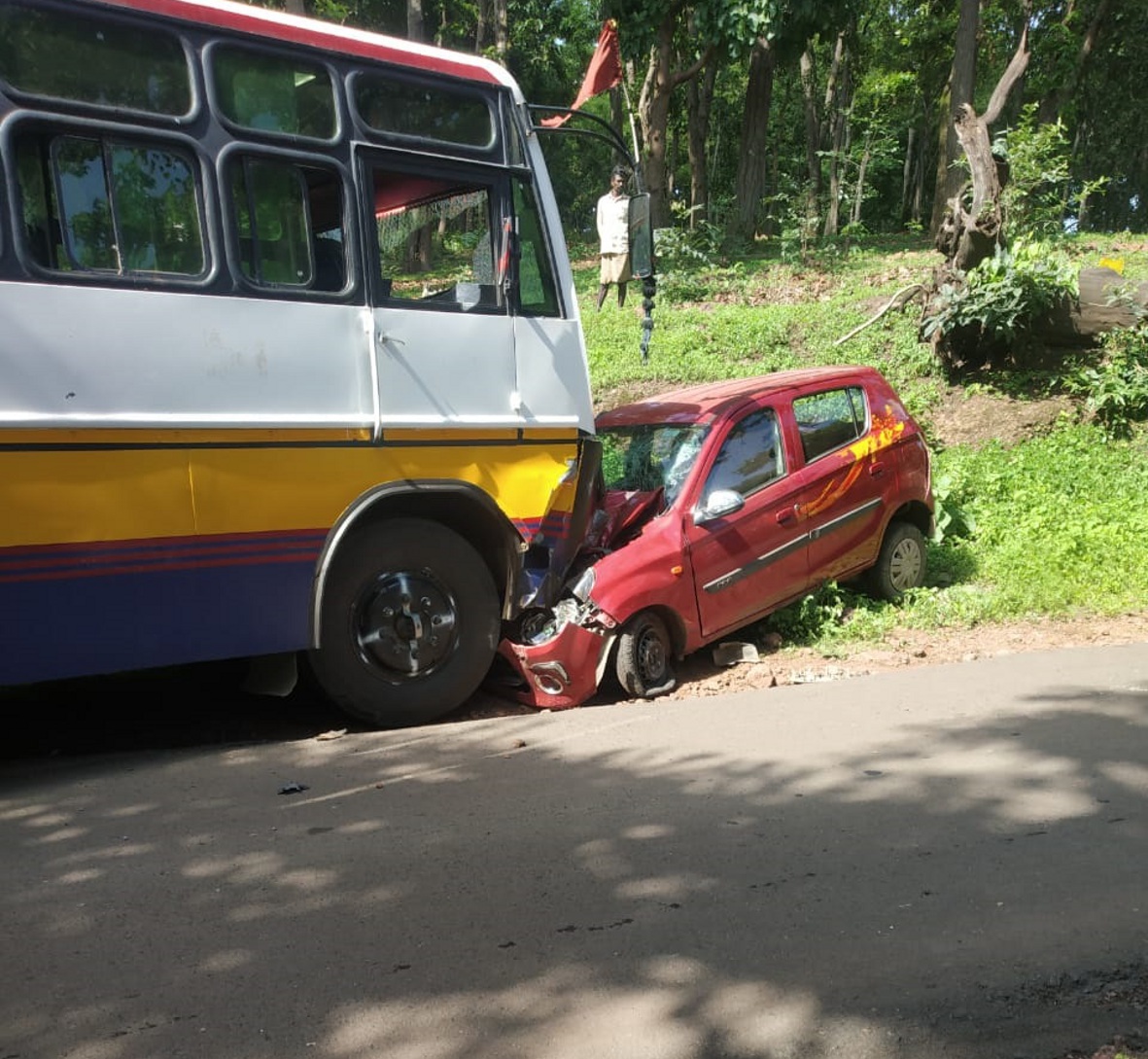 Bus and car collision five people Injured