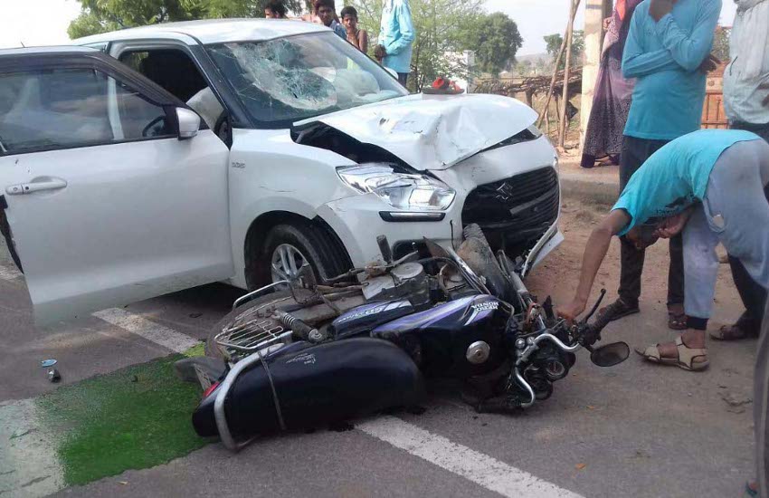 Car collides with bike rider, innocent condition serious