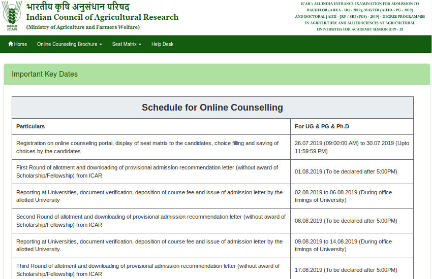ICAR Counselling 2019