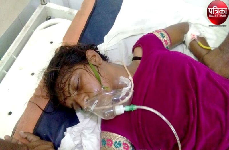 Woman suffering from open defecation