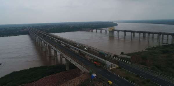 Panoramic view of the water level in the Chambal river