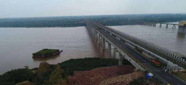 Panoramic view of the water level in the Chambal river