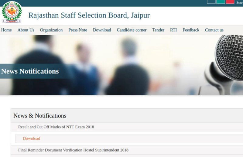 RSMSSB NTT Result and Cut-off Marks