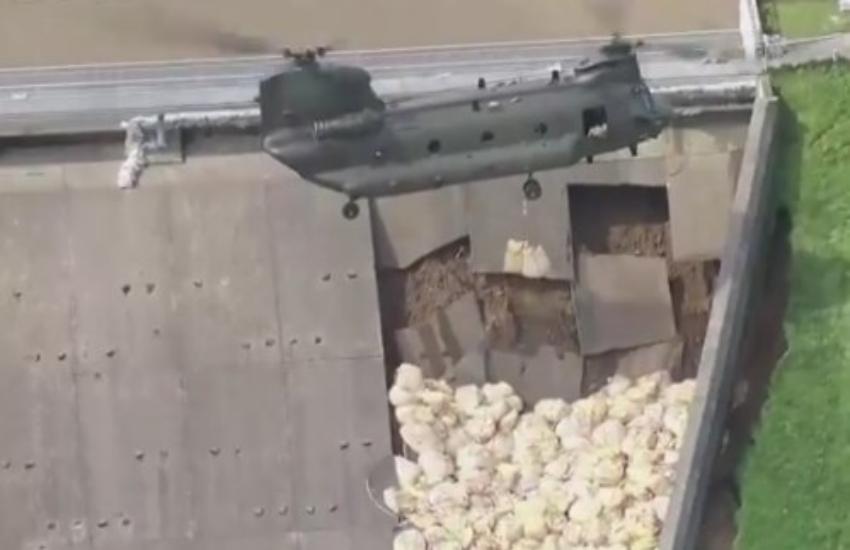 VIDEO: टोडा ब्रूक बांध की दीवार पर पड़े दरार को भरने के लिए ली गई ‘चिनूक’ की मदद
