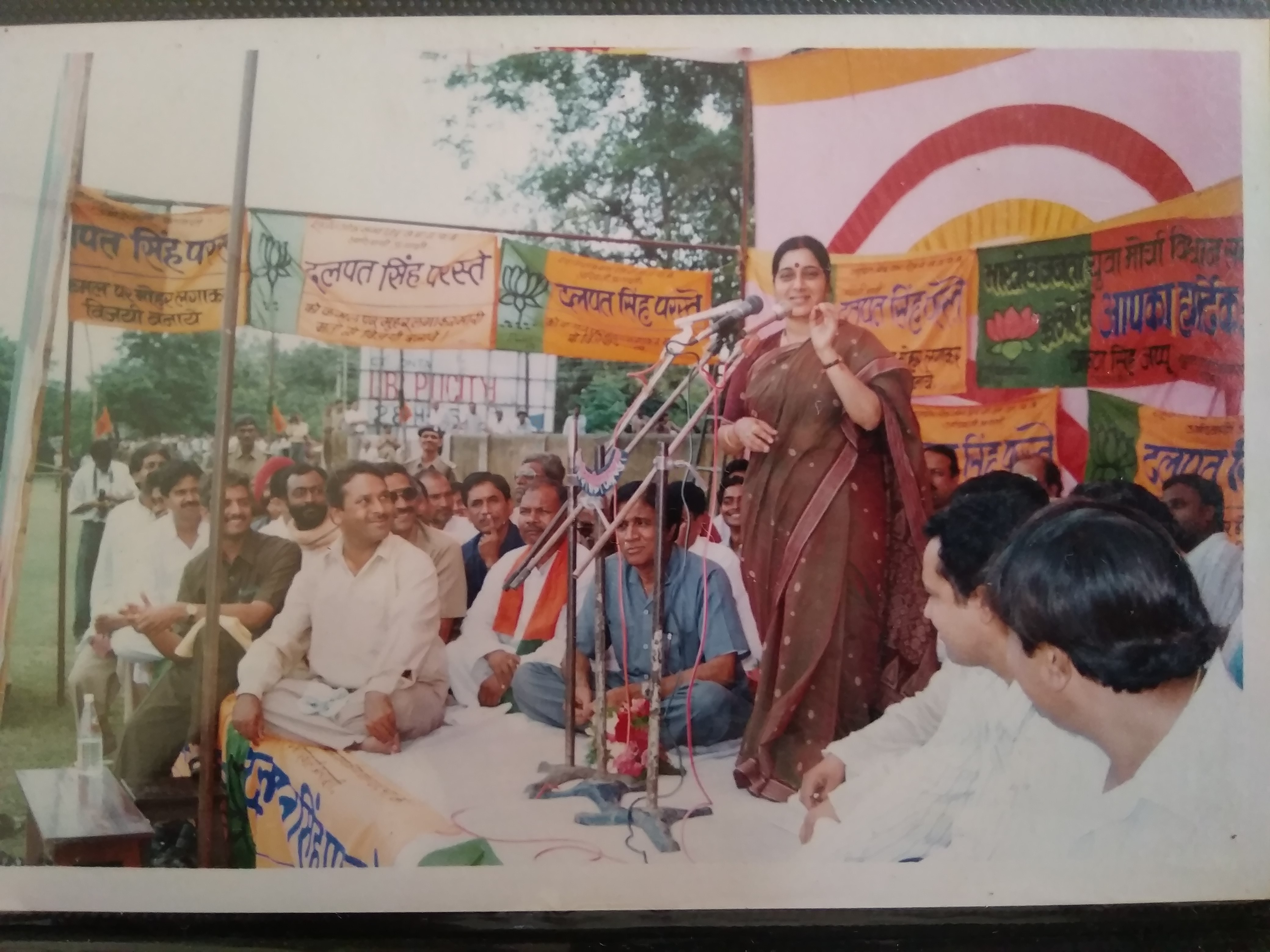 Sushma told the BJP candidate on the stage that sitting with me will n