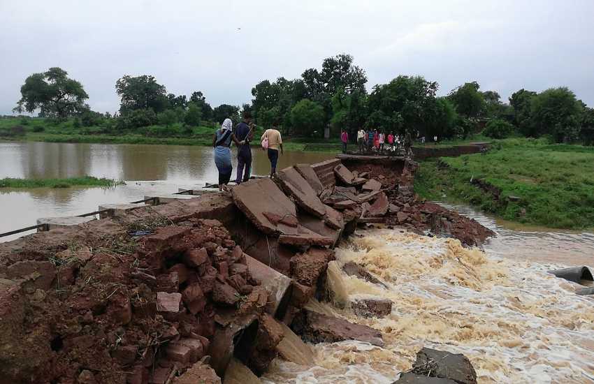 Bridge built on washed away due to rain