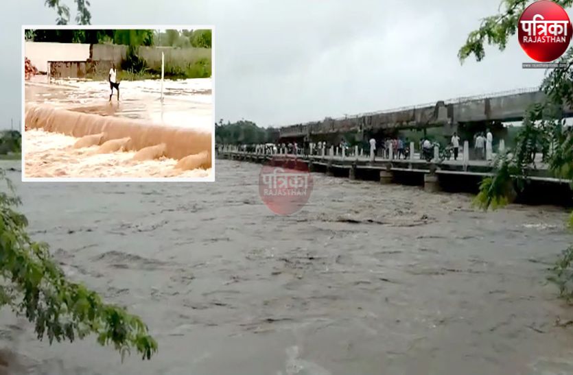 Rain water coming in Jawai dam of Pali district