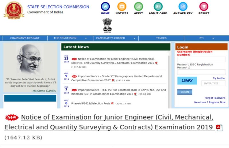 SSC JE Recruitment 2019