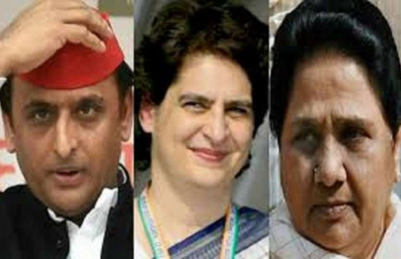 Akhilesh Yadav, Mayawati and Priyanka Gandhi