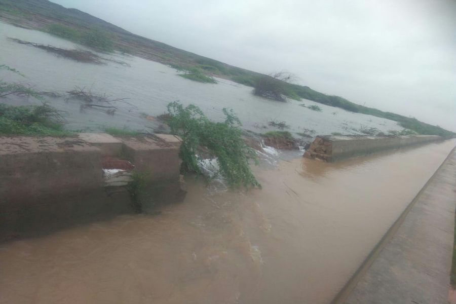 Five inches of rain in Balarwa broke the canal wall, lightning fell