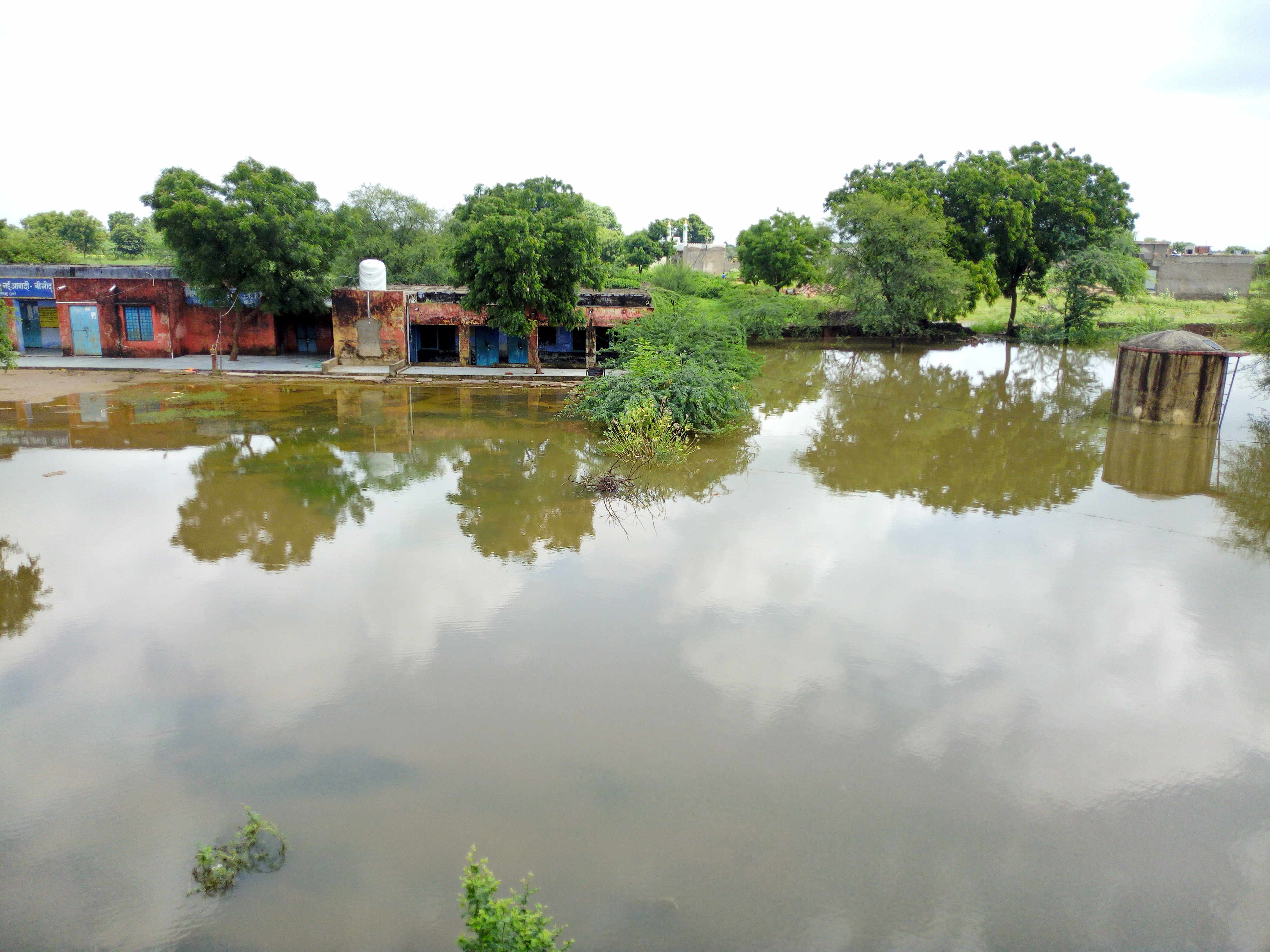 Four feet of water filled the school campus in Bhilwara