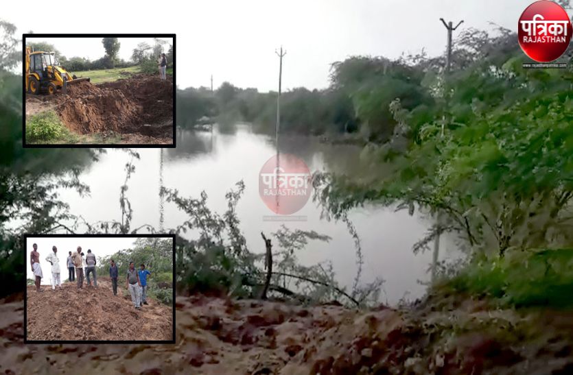 Water leakage in pond of Kanawada village in Babra region of Pali