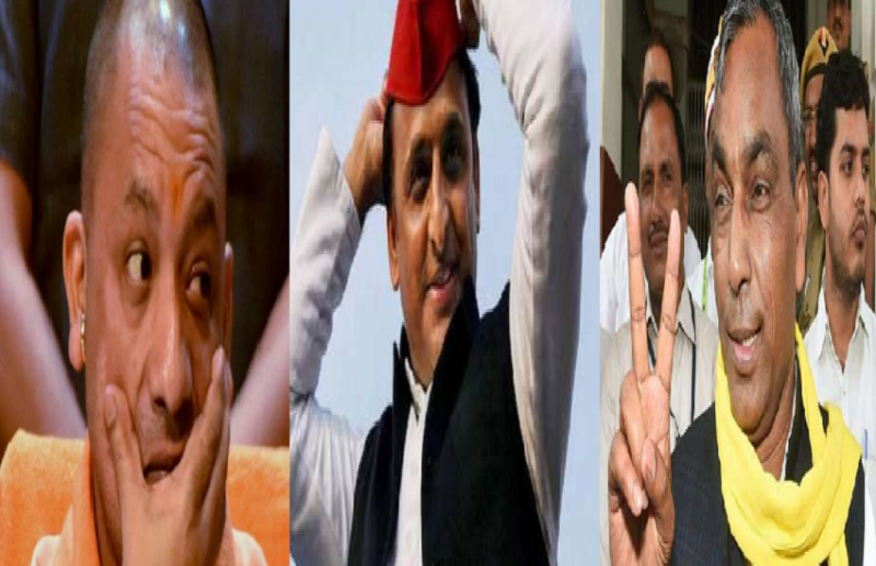 Om Prakash Rajbhar and Akhilesh Yadav and CM Yogi Adityanath
