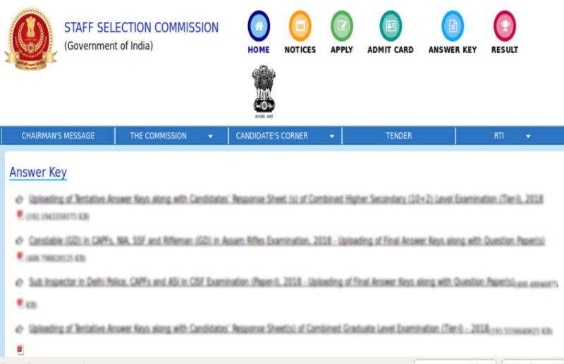 SSC MTS 2019 Answer Key Release Date