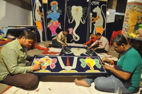 Ganesh ji's tableau with beads