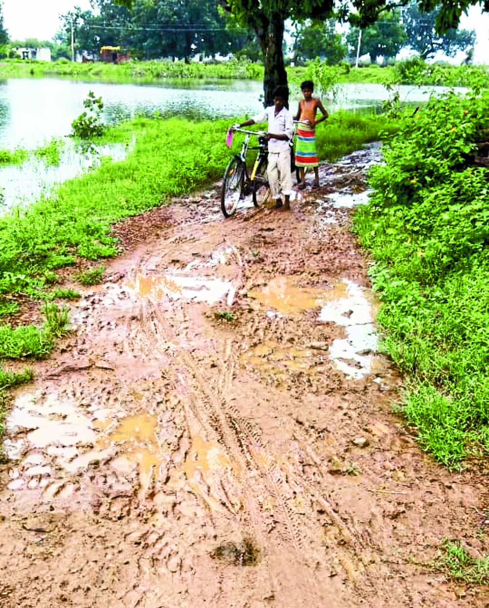 Due to lack of road in the district, the villagers were forced to pass 