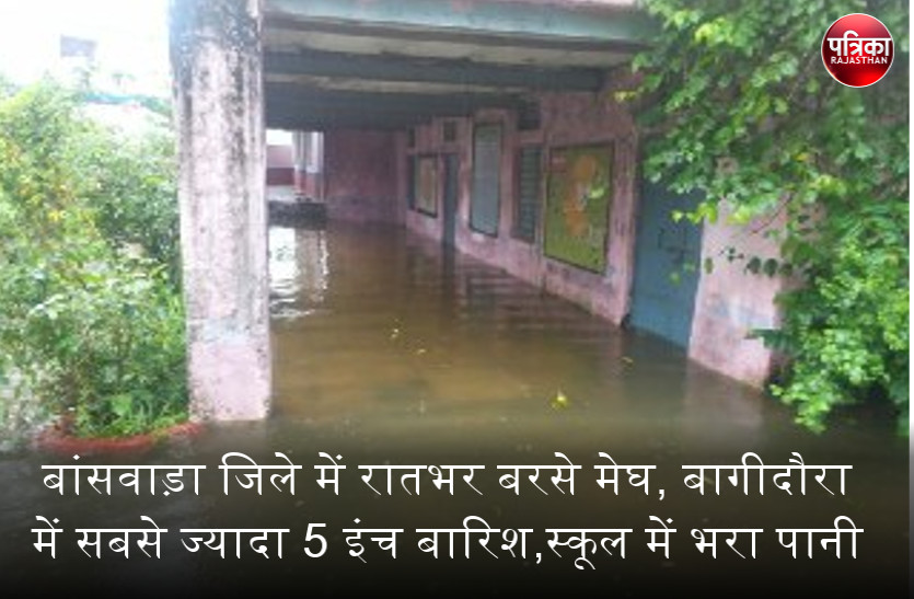 heavy rain in banswara : पूरे जिले में रातभर बरसे मेघ, बागीदौरा में सबसे ज्यादा 5 इंच बारिश