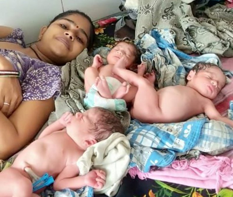 women baby born : three healthy children born together